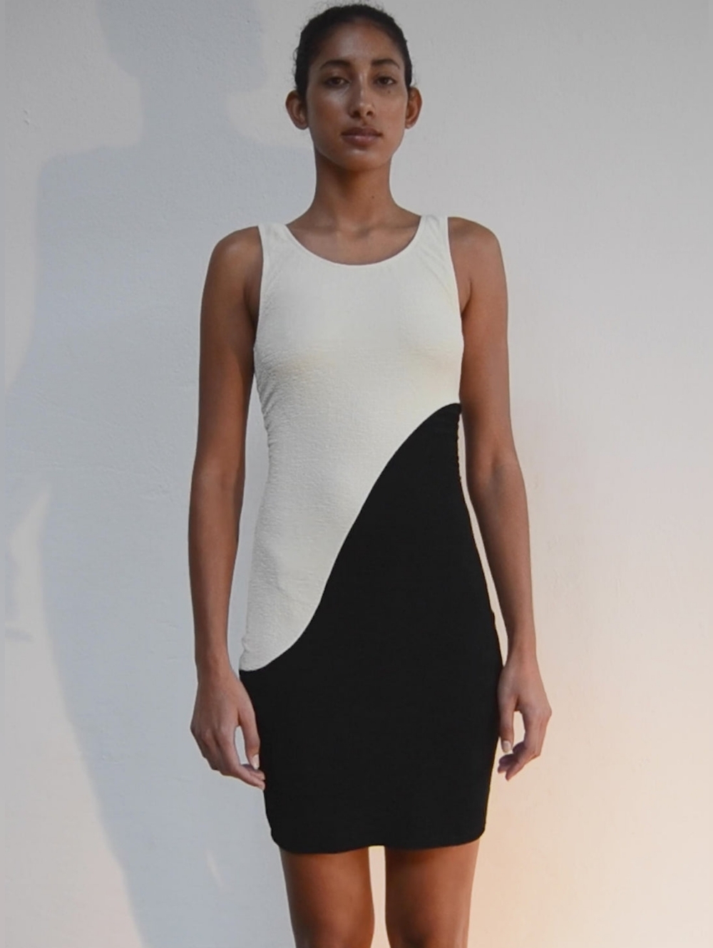NWT - Bebe Colorblock Bodycon Dress Black White Size M